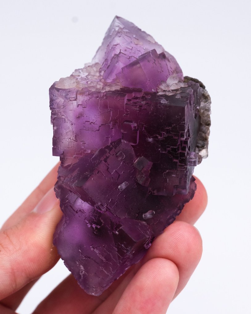 紫色萤石 使用 QUARTZ 变体 Herkimer 钻石 - 高度: 7.1 cm - 宽度: 4.2 cm- 170 g - (1) #1.0