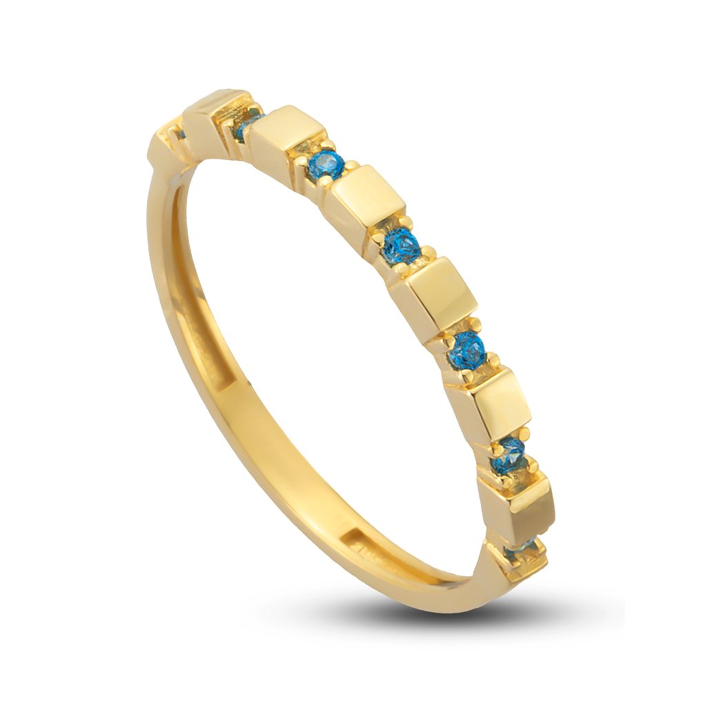 Sans prix de réserve - Bague - 14 carats Or jaune - 0.07ct. tw. Aigue-marine #3.2
