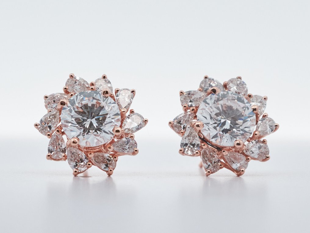 Nincs minimálár - Drop fülbevaló - 14 kt. Rózsa arany - 4.31ct. tw. Gyémánt (Laboratóriumban előállított) - Gyémánt #1.0