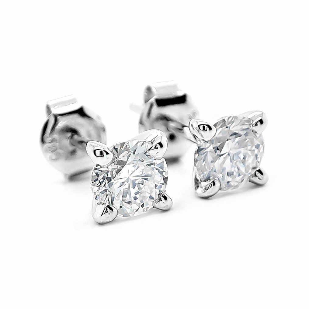 χωρίς τιμή ασφαλείας - Σκουλαρίκια - 14 καράτια Λευκός χρυσός -  1.00ct. tw. Διαμάντι (Φυσικό) - Πιστοποιητικό IGI #2.1