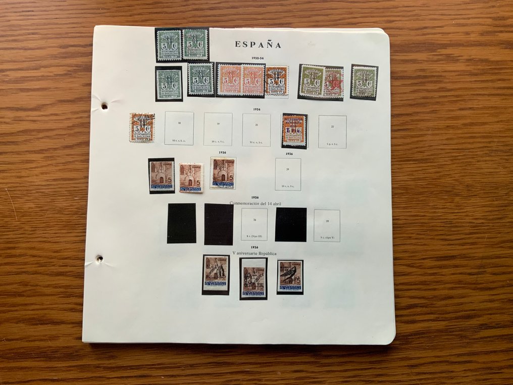 西班牙 1936/1938 - 巴塞罗那市政府和加那利群岛收藏 #1.0