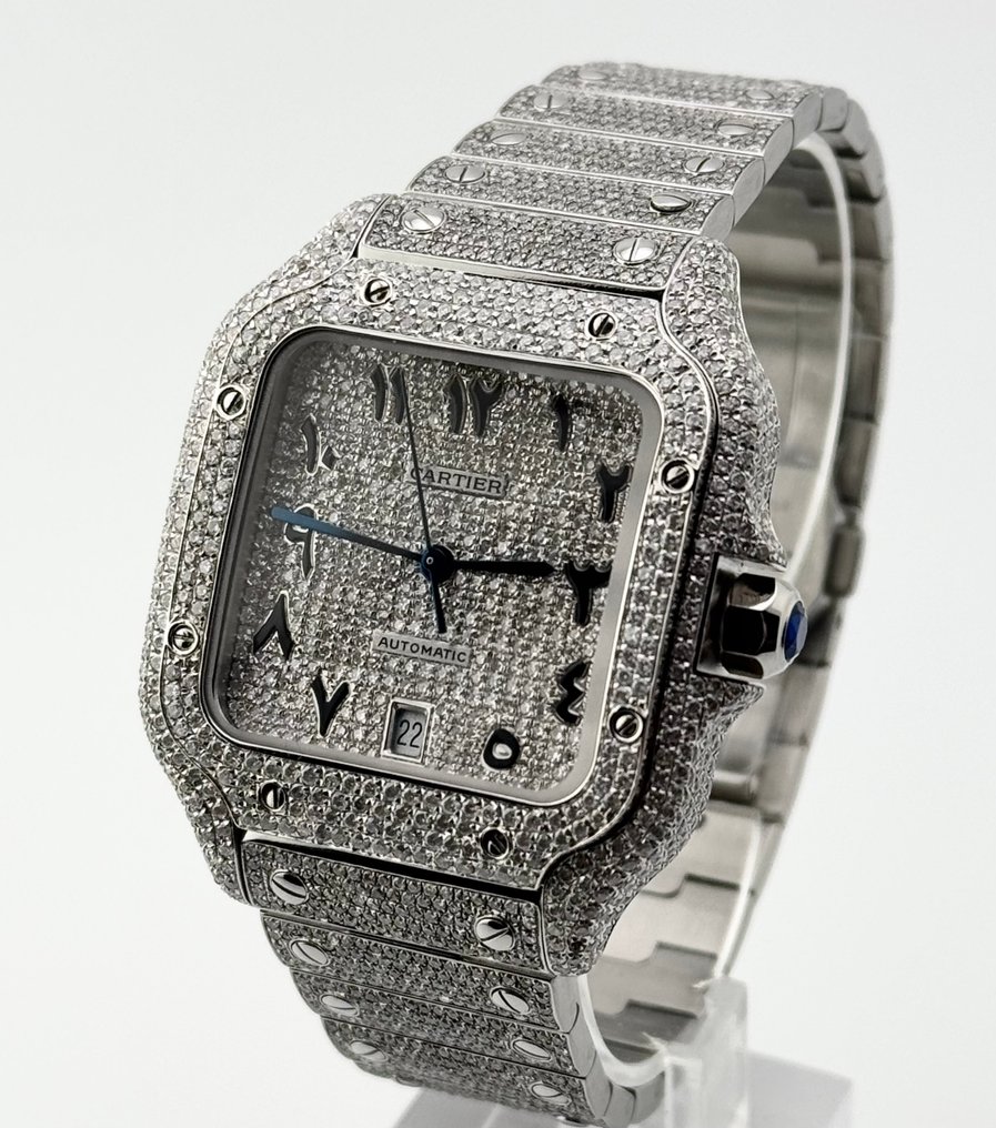 Cartier - Santos Diamonds 'Iced Out' Arab Dial Custom - Sem preço de reserva - 4072 - Homem - 2025 #2.1