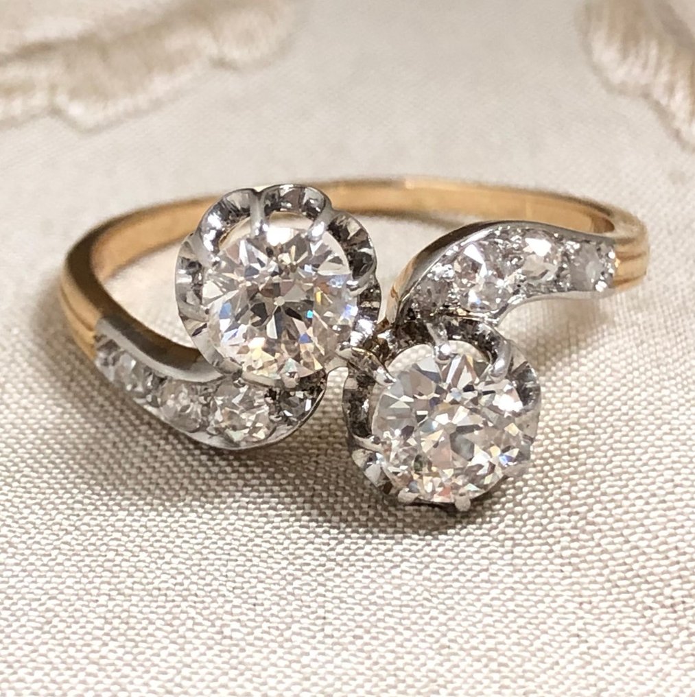 χωρίς τιμή ασφαλείας - Δαχτυλίδι - 18 καράτια Ροζ χρυσό, Πλατίνα - 0.84ct. tw. Διαμάντι (Φυσικό) - Διαμάντι - 1900s #2.1