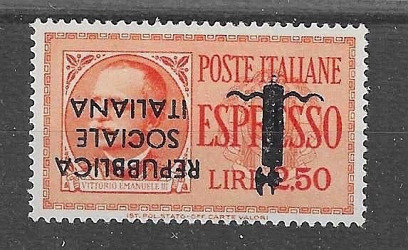 Italia Regno 1944 - R.S.I. espresso sovr. RSI e fascetto capovolti - Sassone n. 22a quotazione euro 4.400 #1.0