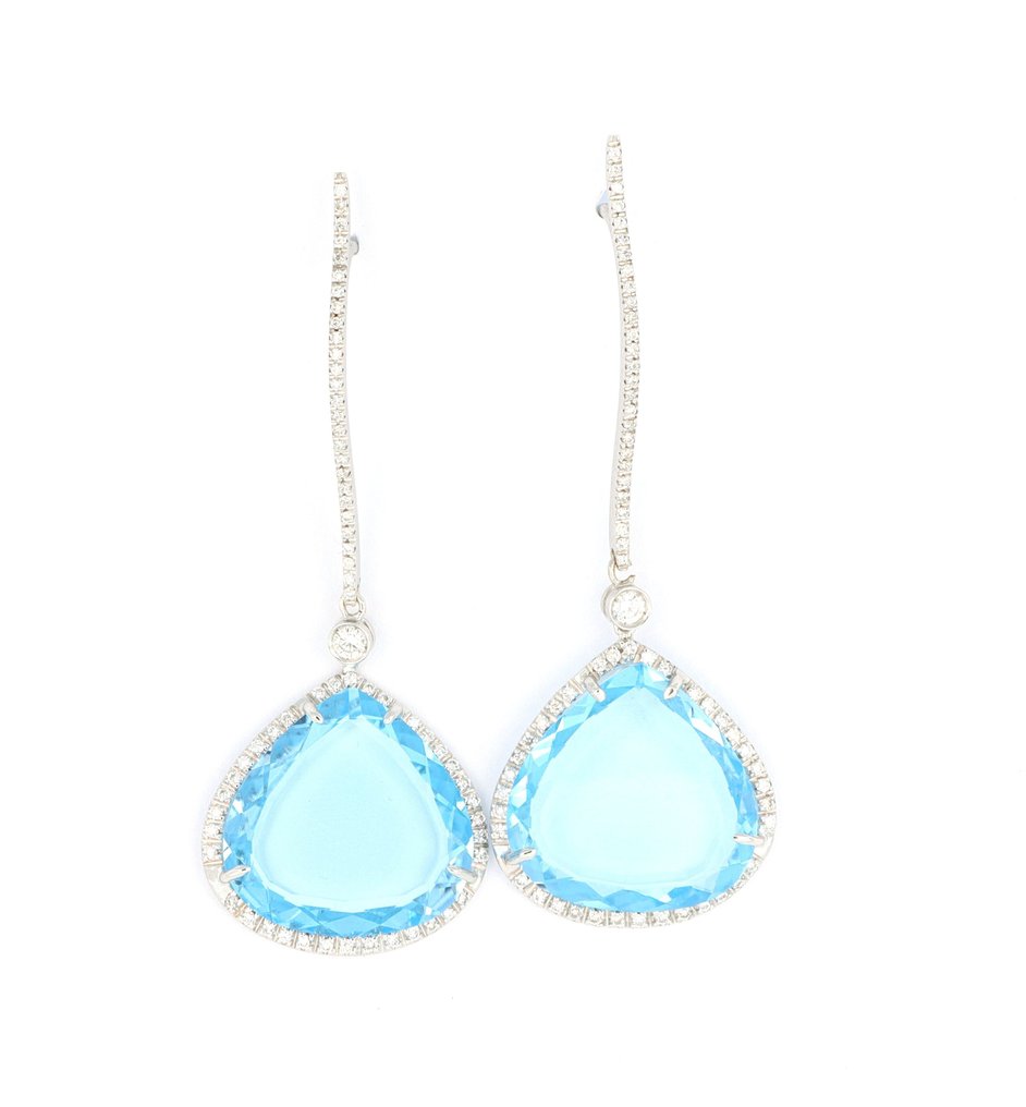 Sans prix de réserve - Boucles d'oreilles - 18 carats Or blanc - 6.00ct. tw. Aigue-marine - Diamant #1.0