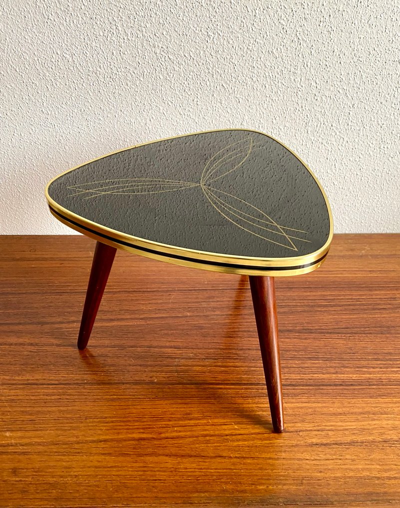 边桌 - 丝网印刷玻璃 - 60年代复古花盆架 #4.3