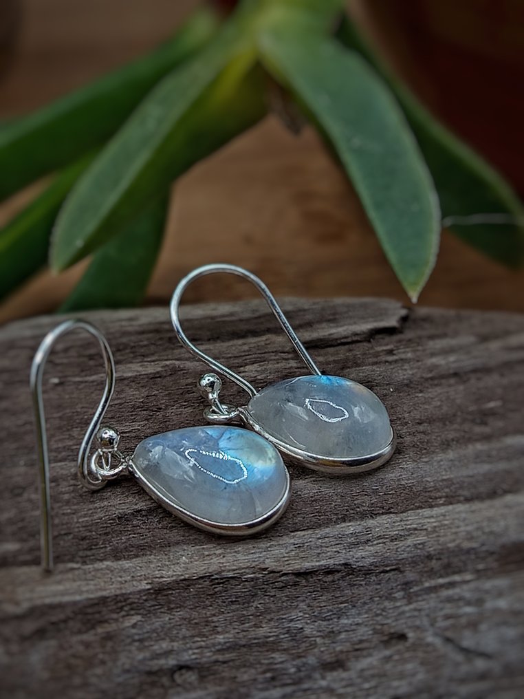 Pezzo Unico, Gioiello in Argento 925 con Pietra di Luna Top Quality-2.9 g - Altezza: 26 mm - Larghezza: 10 mm- 2.9 g - (1) #3.2