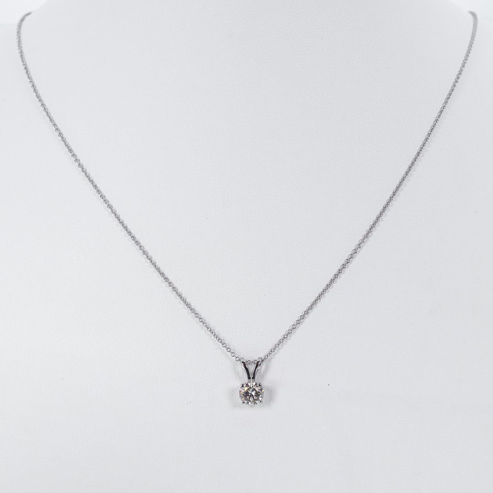 没有保留价 - 吊坠项链 - 14K包金 白金 - 0.75ct. tw. 钻石 (天然) - IGI #3.2