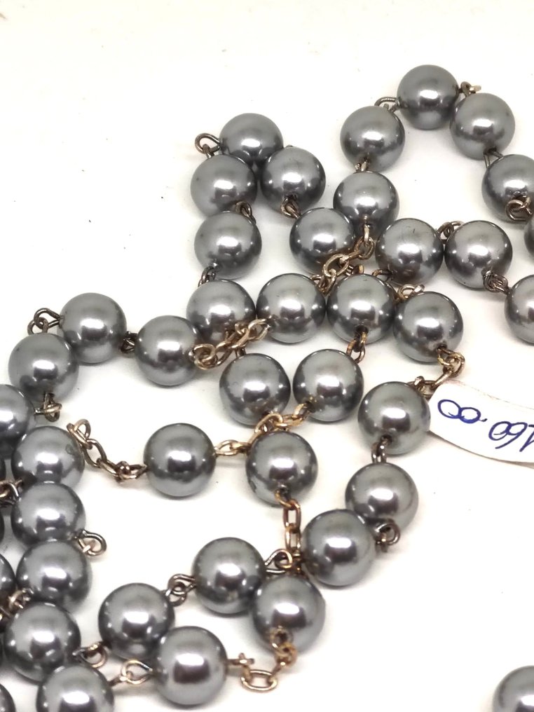  天主教念珠 - 稀有的玫瑰十字架，由925纯银和珍珠制成，工艺精美。 - 2000-2010  #4.3