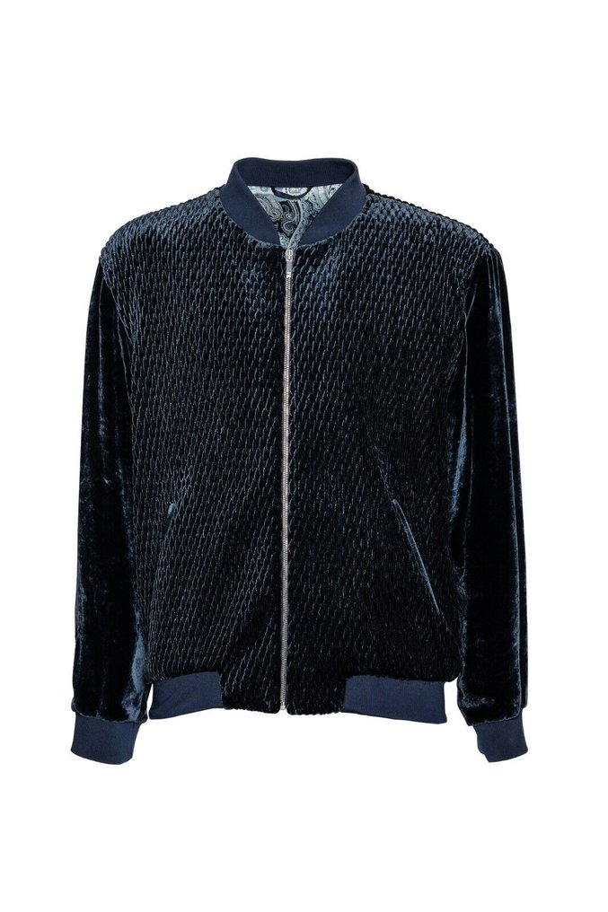 FABIO CAVIGLIA RRP 2000€ Bomber Jacket "WOVEN" Blue Corduroy Silk - 50 IT - Bomber jacket - New with tags #3.2