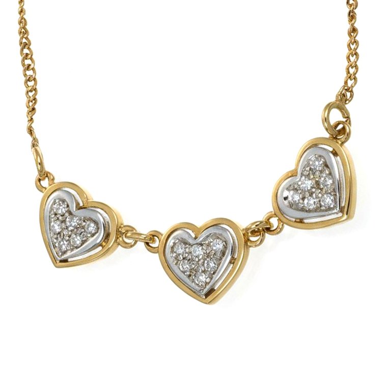 吊墜頸鏈 - 18 克拉 白金, 黃金 -  0.09ct. tw. 鉆石 (天然)  #3.2