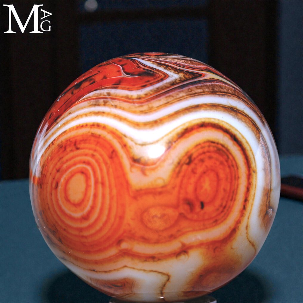 Ocellated Sardonic Agate - Collectors Sphere - Height: 35 mm - Width: 35 mm- 60 g #3.2