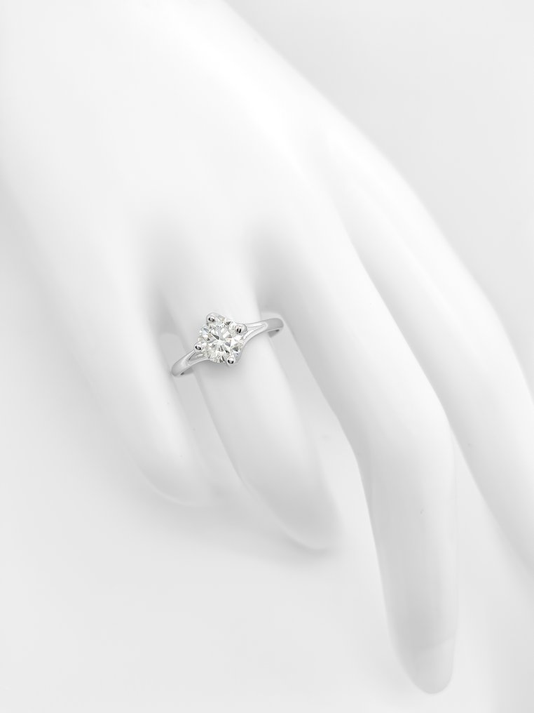Zonder minimumprijs - Ring - 14 karaat Witgoud - 1.01ct. tw. Diamant (Natuurlijk) - IGI-certificaat #4.3