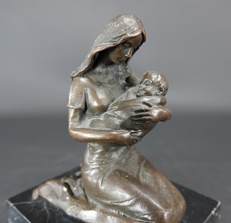 Figurka - Moeder met Kind - Brązowy, Marmur #1.0