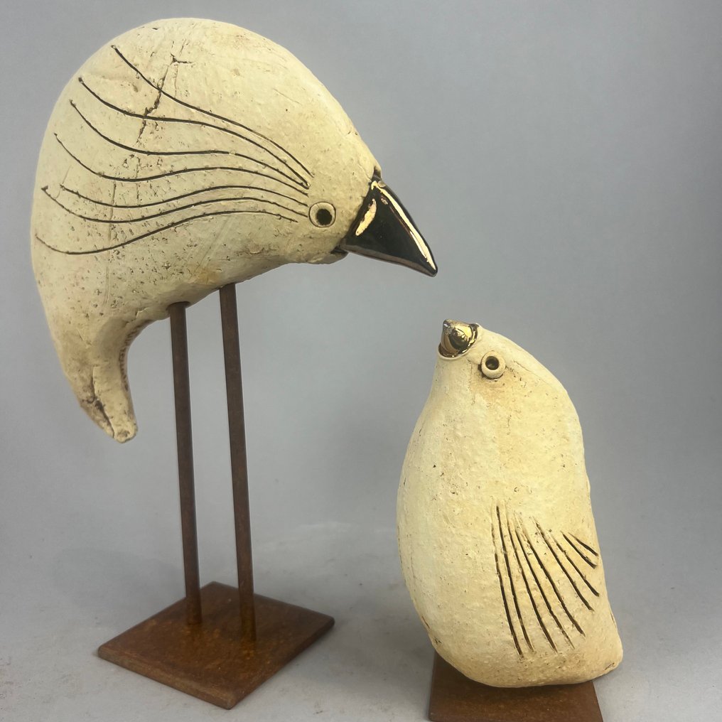 Ewa Budzowska - No reserve- 2 big  birds - (with 24carat gold) #3.2