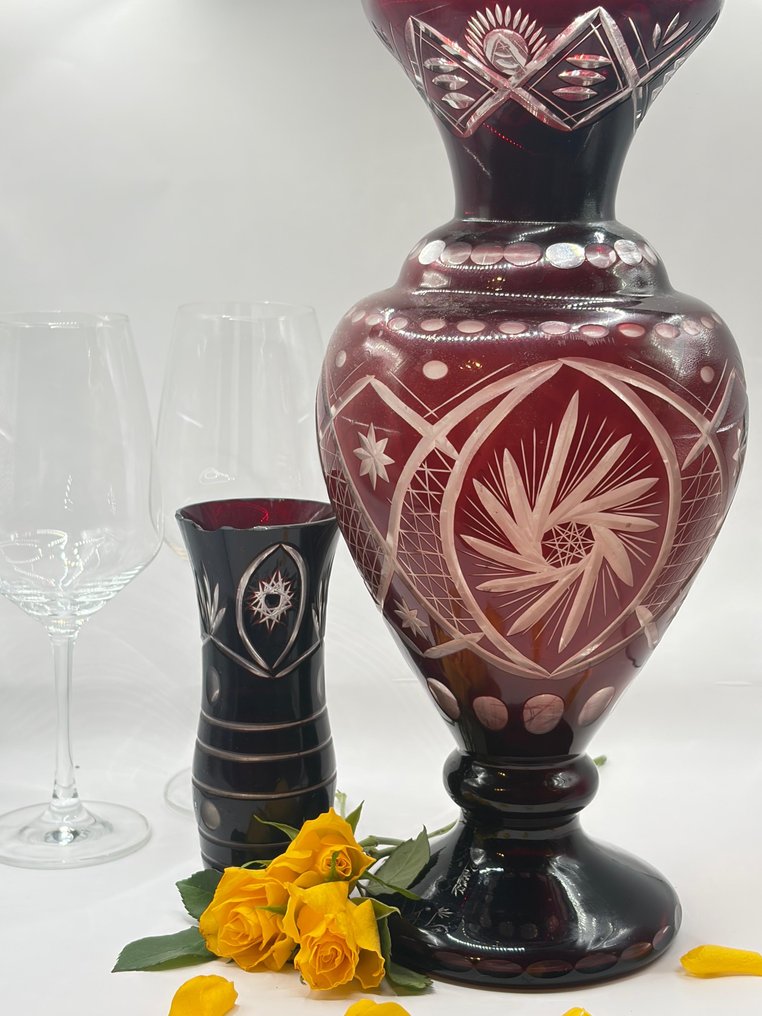 Vază cu capac (2) - Cristal - Ruby Crysta gravată manual #2.1