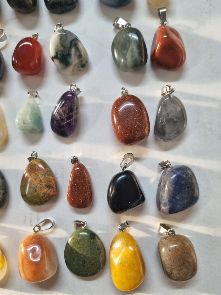 大批量吊坠，含不同矿物 心形- 0 g - (42) #3.2