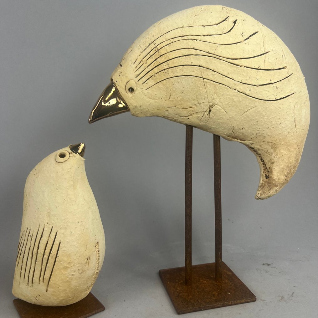 Ewa Budzowska - No reserve- 2 big  birds - (with 24carat gold) #1.0