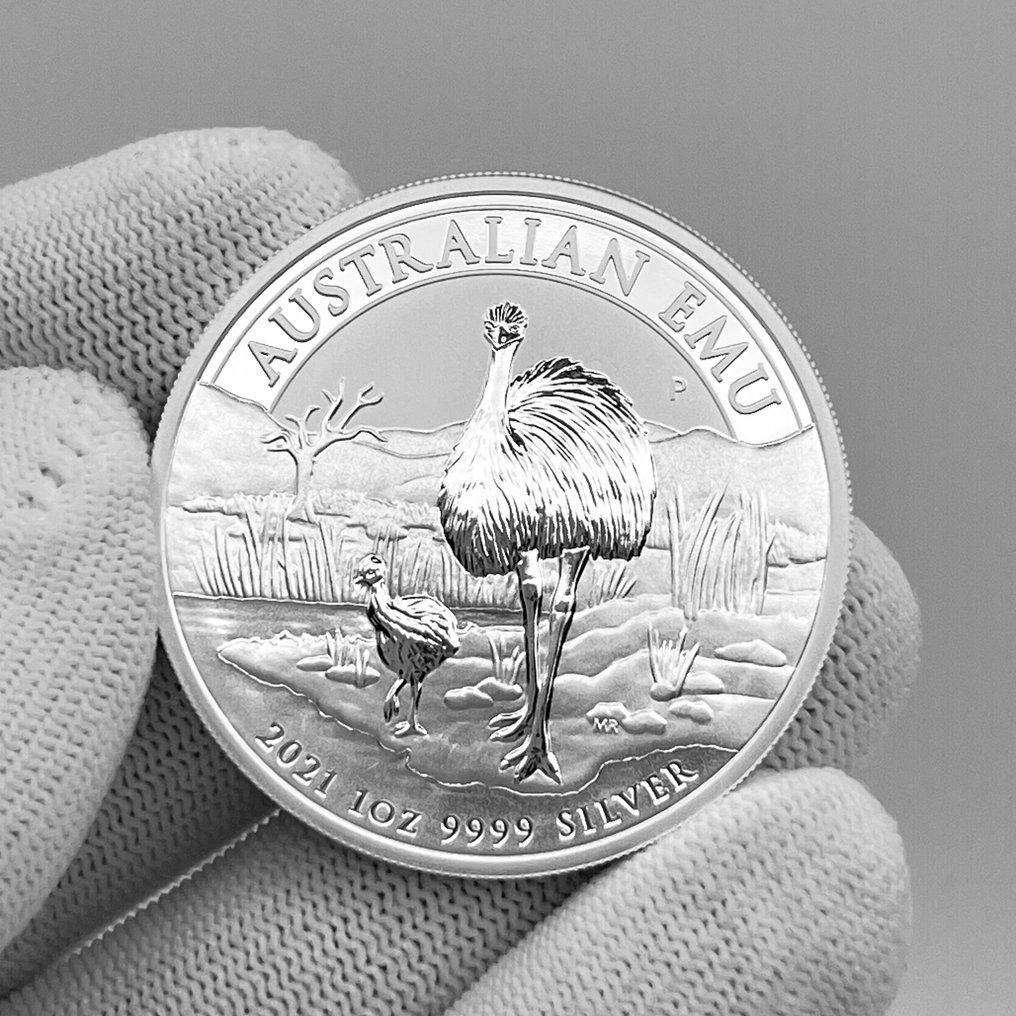 Austrália. 1 Dollar 2021 – Australian Emu – 1 oz Silver coin – Ag .9999 (Sem preço de reserva) #2.1