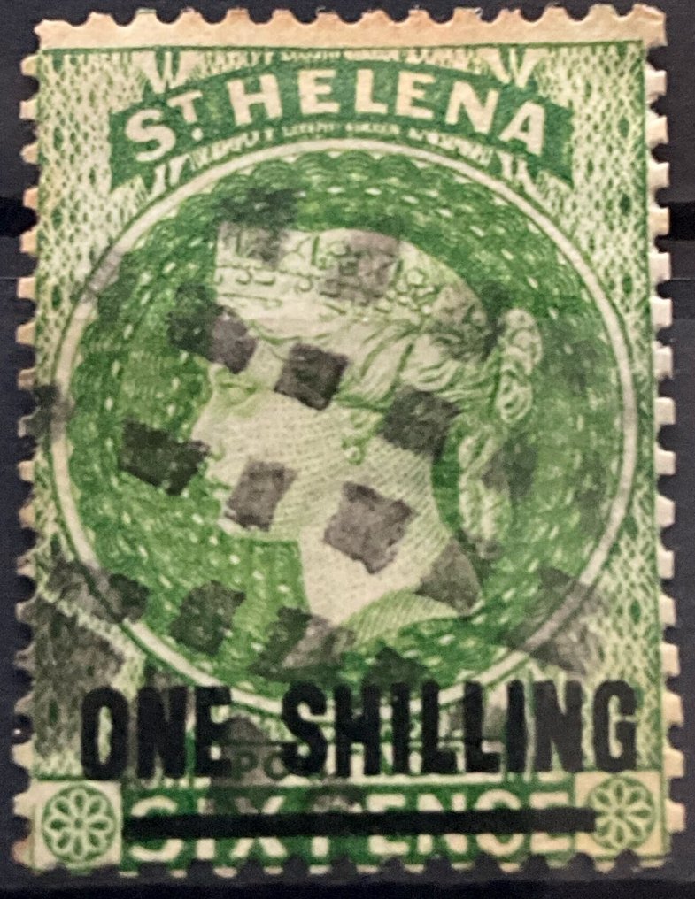 British Commonwealth 1865/1884 - Eight interesting stamps from St. Helena Island, catalog value approximately €600. - Michel #4.3