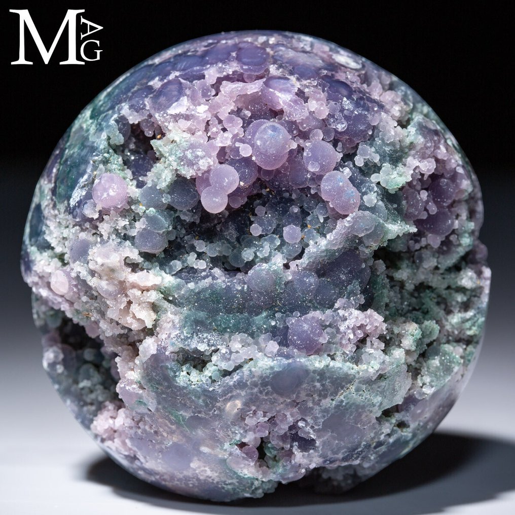 葡萄玛瑙——来自印度尼西亚的球状簇状体——紫色石英的微小球体，具有球状结构。 - 高度: 62 mm - 闊度: 62 mm- 255 g #1.0