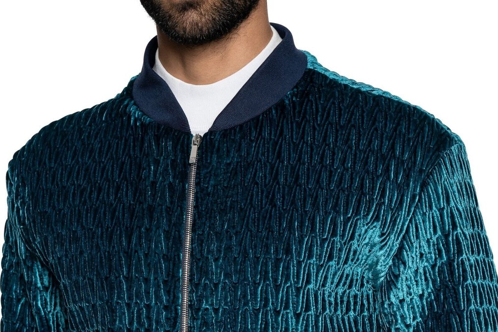 FABIO CAVIGLIA RRP 2000€ Bomber Jacket "WOVEN" Corduroy Lining in Silk- 50 IT - Blouson d’aviateur - Neuf avec étiquette #2.1