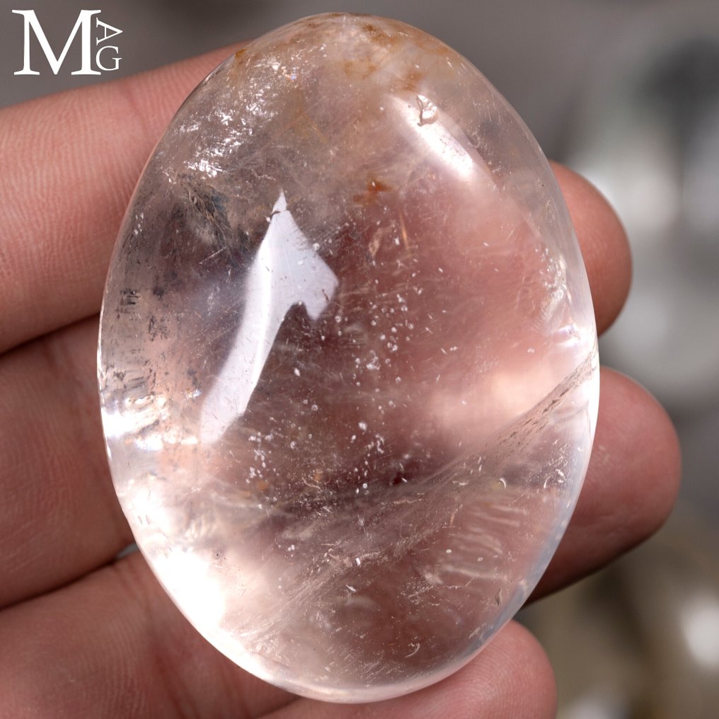 Set of Natural Smoky Quartz Palm Stones – Madagascar (9 pcs) - Altezza: 50 mm - Larghezza: 45 mm- 695 g #3.2