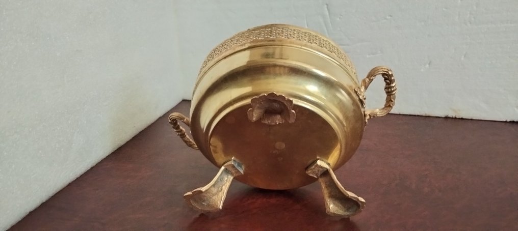 Jardinière - Gebeiteld brons uit de 19e eeuw - Gegoten messing - Messing tuinbak gekarteld #4.3