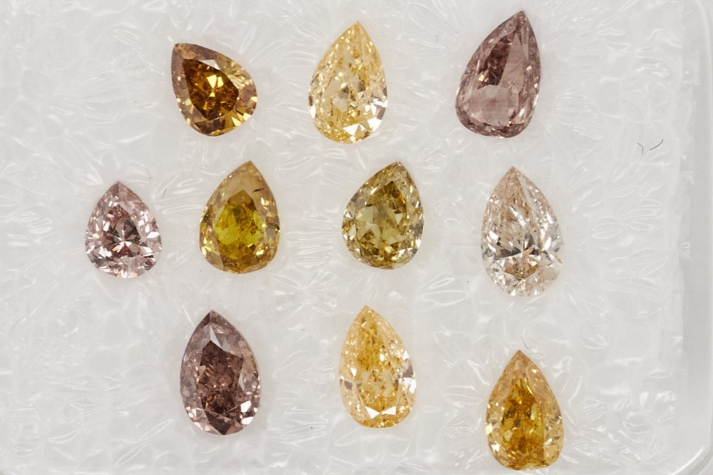 χωρίς τιμή ασφαλείας - 10 pcs Διαμάντι (Φυσικό) - 0.94 ct - Αχλάδι - SI1, SI2, I1, I2, I3 - Gem Report Antwerp (GRA) #1.0