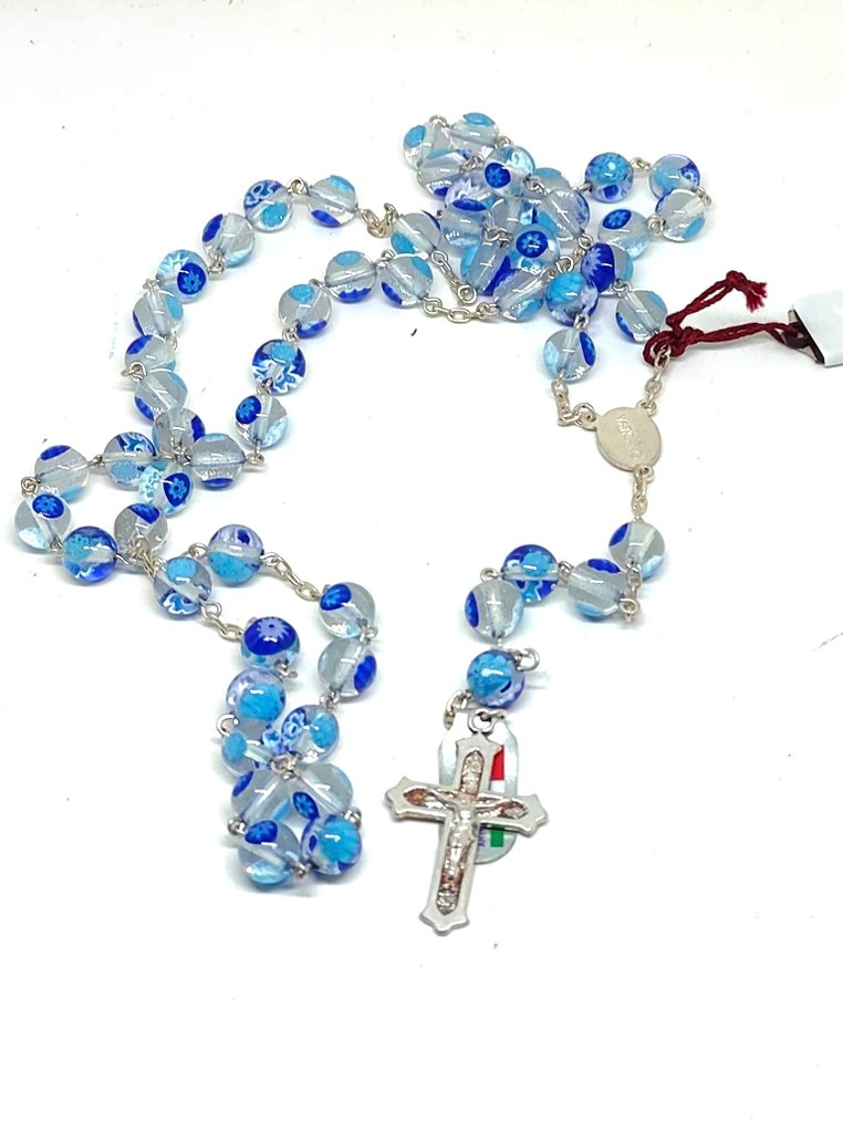 Rozariu - Raro Rosario Vatican în Vetro Murano și ARGENTO 800, magnific lucrat - 2000-2010 #1.0