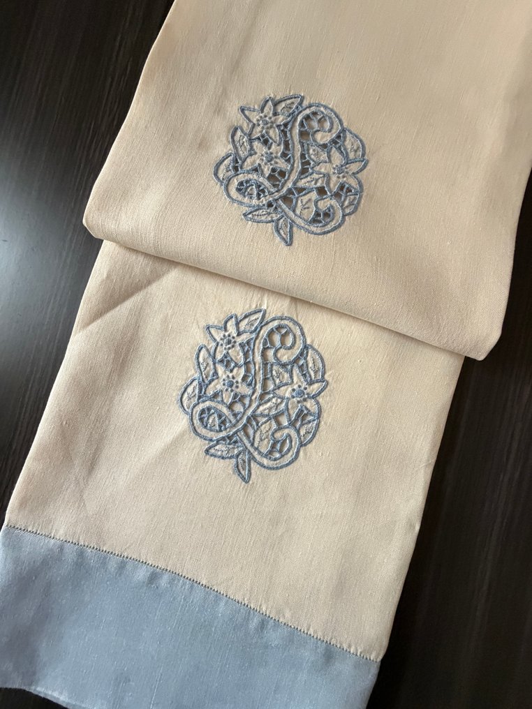 Asciugamani ricamati a mano - carved - Towel (2)  - 110 cm - 63 cm - Pure Linen #3.2