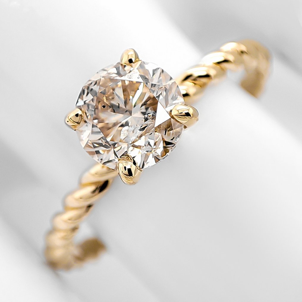 Nincs minimálár - Gyűrű - 14 kt. Sárga arany -  1.01ct. tw. Gyémánt (Természetes színű) - IGI Certificate #2.1