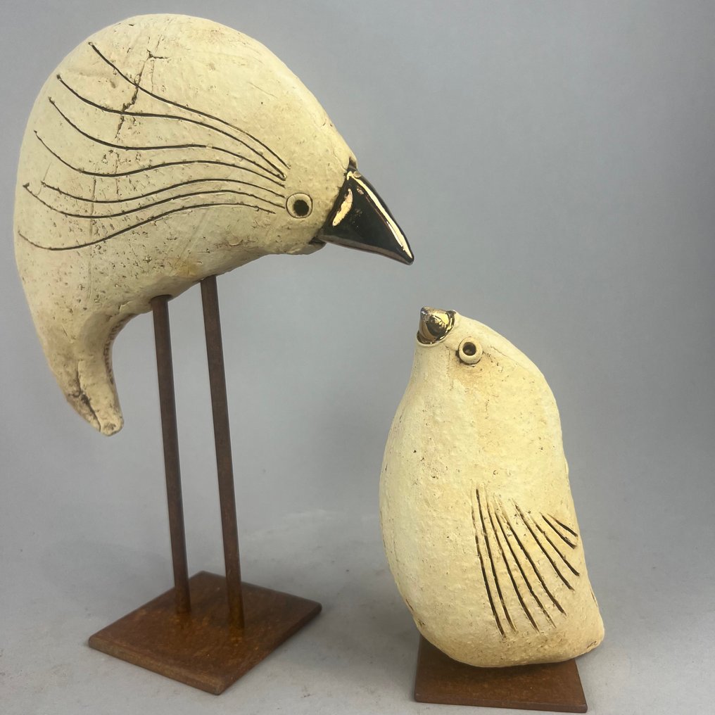 Ewa Budzowska - No reserve- 2 big  birds - (with 24carat gold) #4.3