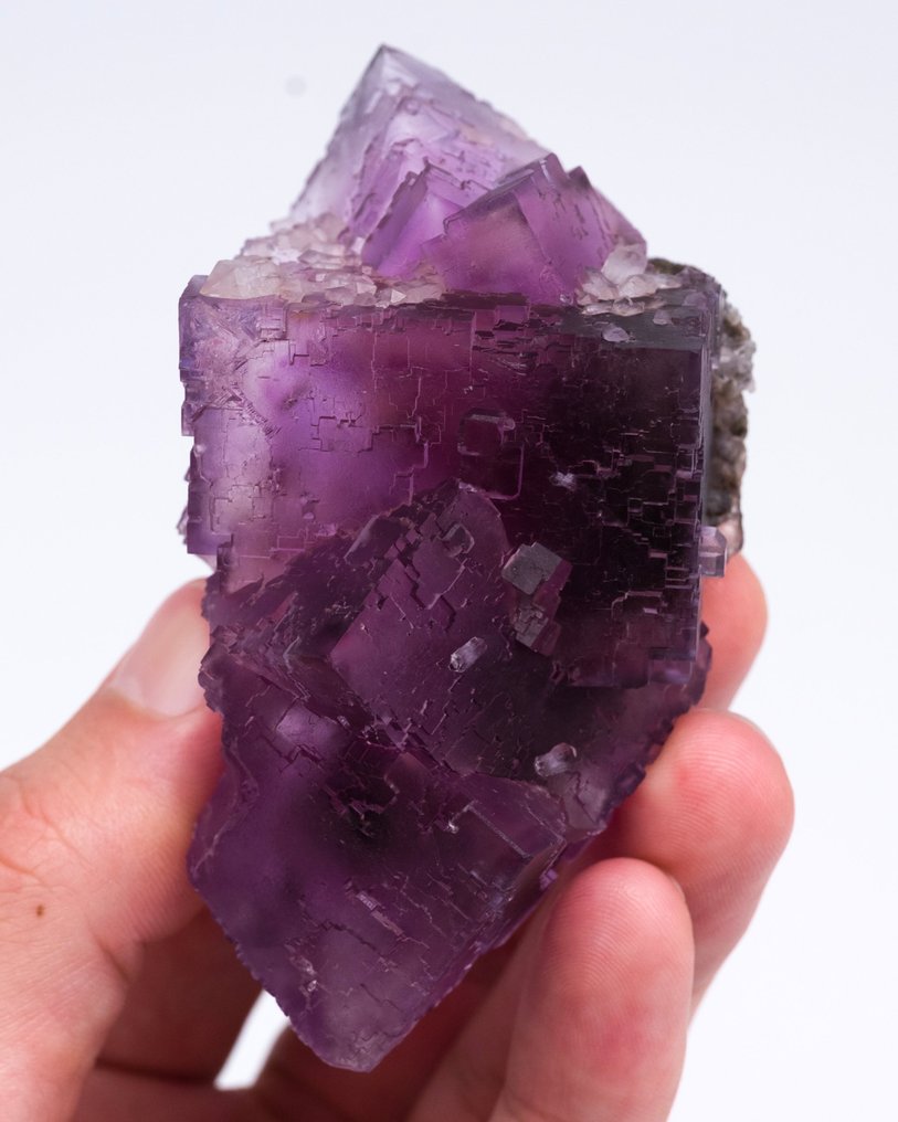 紫色萤石 使用 QUARTZ 变体 Herkimer 钻石 - 高度: 7.1 cm - 宽度: 4.2 cm- 170 g - (1) #1.0