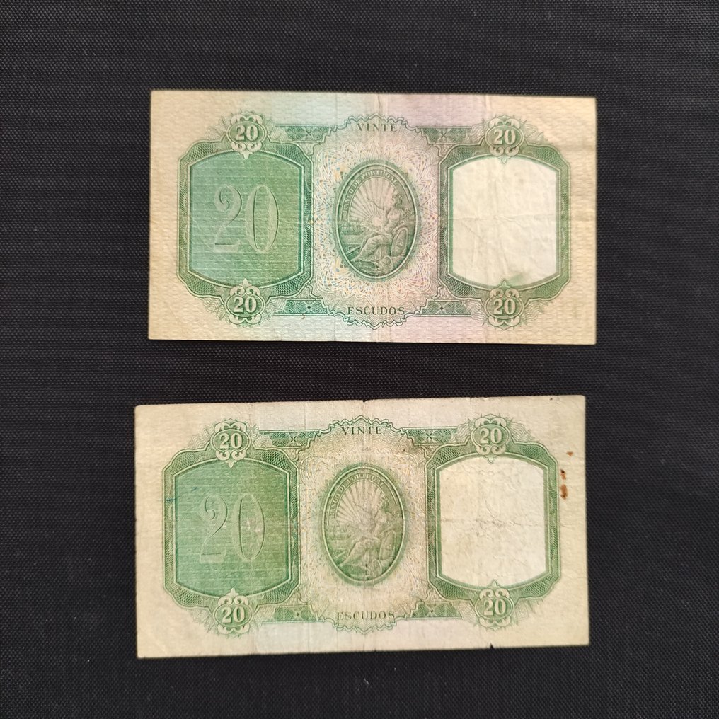 Portugal. - 2 x 20 Escudos 1959 - Pick 153b (Sem preço de reserva) #2.1