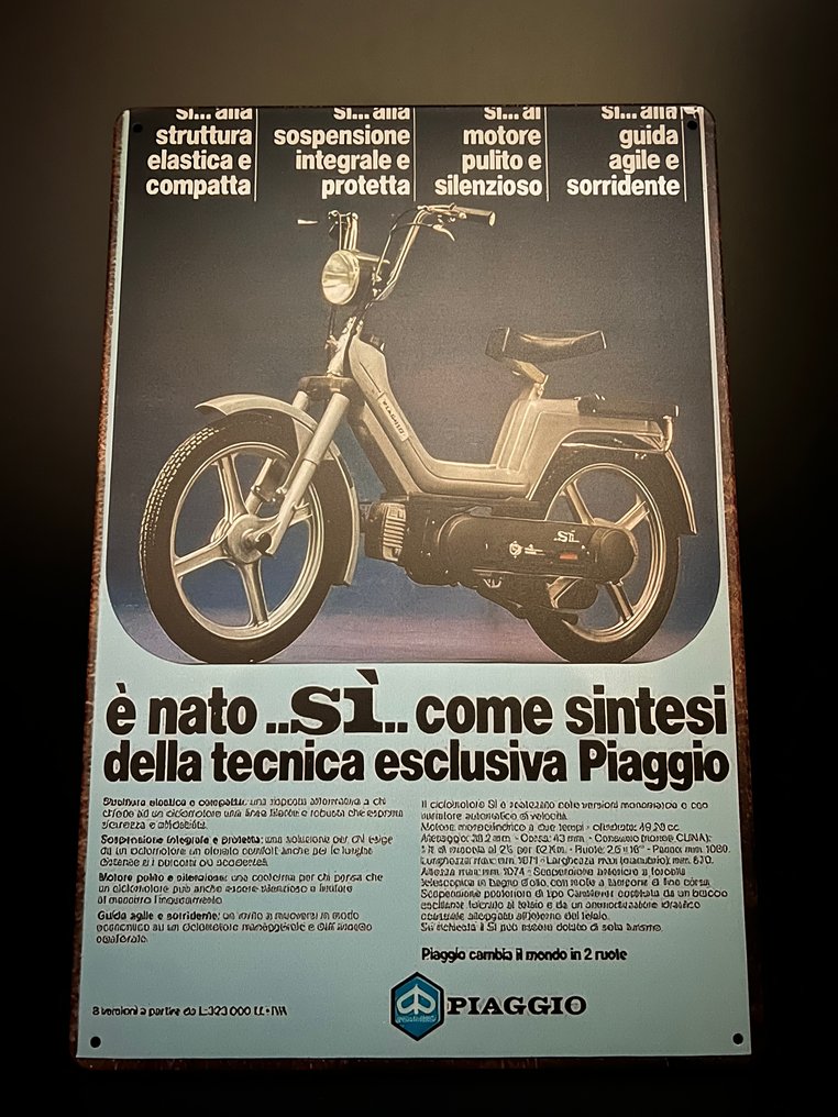 SI Piaggio 80年代广告海报牌 - 标志 - 铝 #1.0