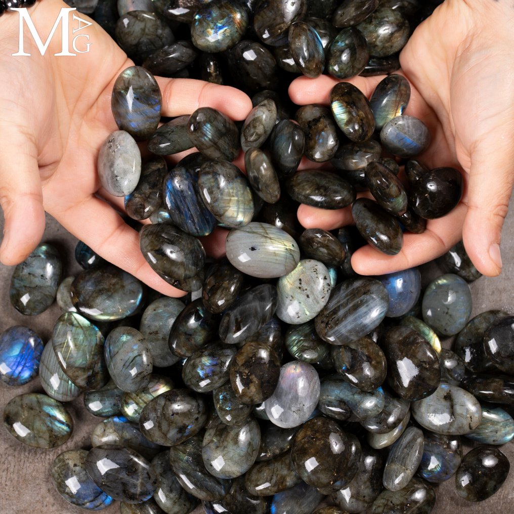1 kg Labradorite Tumbled Stone Collection – Healing & Decorative Use - Altezza: 1 mm - Larghezza: 1 mm- 1000 g #1.0