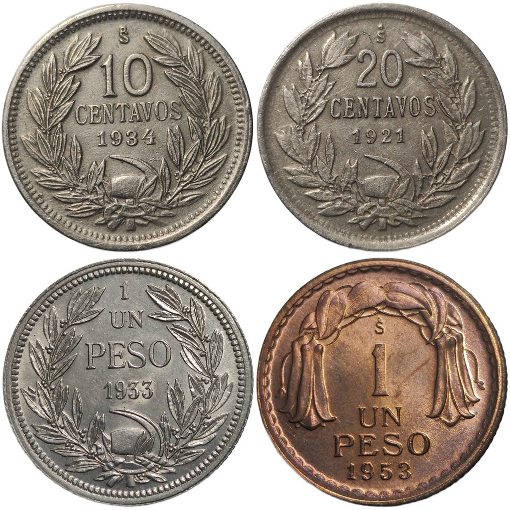 智利. Lot of 20 coins, including 4 silver.  (没有保留价) #4.3