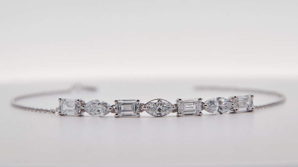 χωρίς τιμή ασφαλείας - Βραχιόλι - 14 καράτια Λευκός χρυσός -  2.58ct. tw. Διαμάντι (Εργαστηριακής καλλιέργειας) #1.0