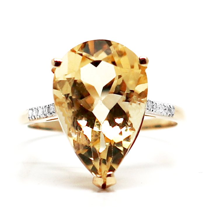 Sans prix de réserve - Bague - 14 carats Or jaune Citrine - Diamant #1.0