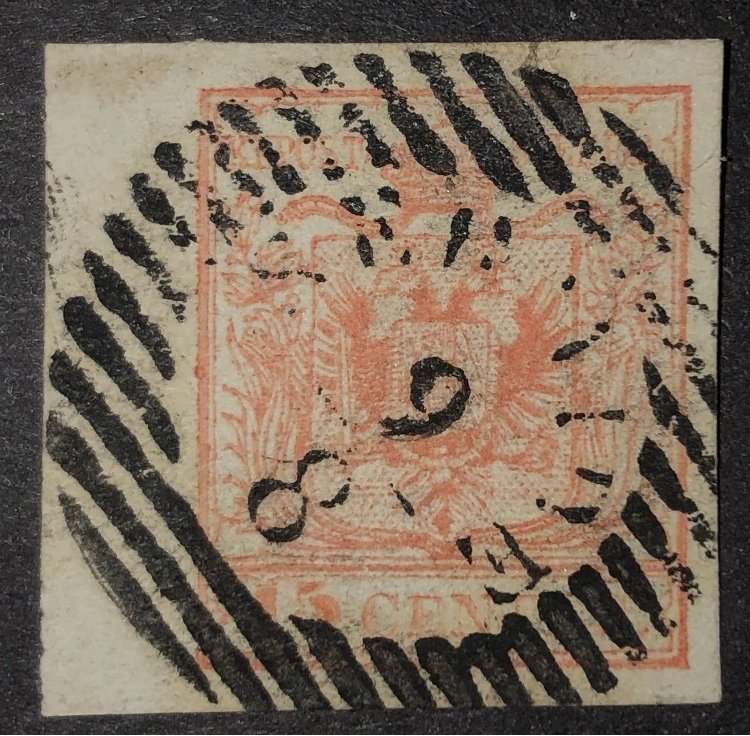 Austria 1851/1856 - Austria Lombardo Veneto 15 Cent III sheet edge type Sermide Top quality #1.0