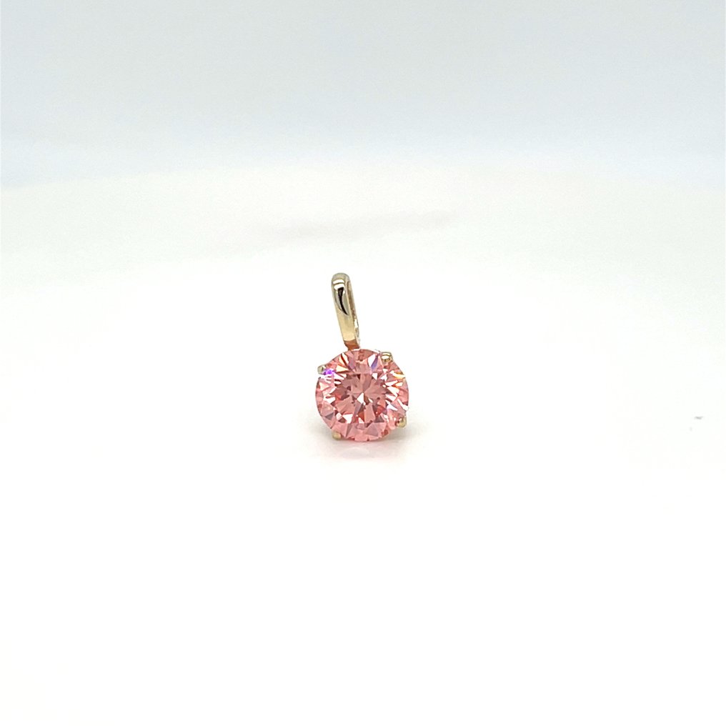 Nincs minimálár - Függő - 14 kt. Sárga arany - 1.19ct. tw. Rózsaszín Gyémánt (Laboratóriumban előállított fancy színű gyémánt) #1.0