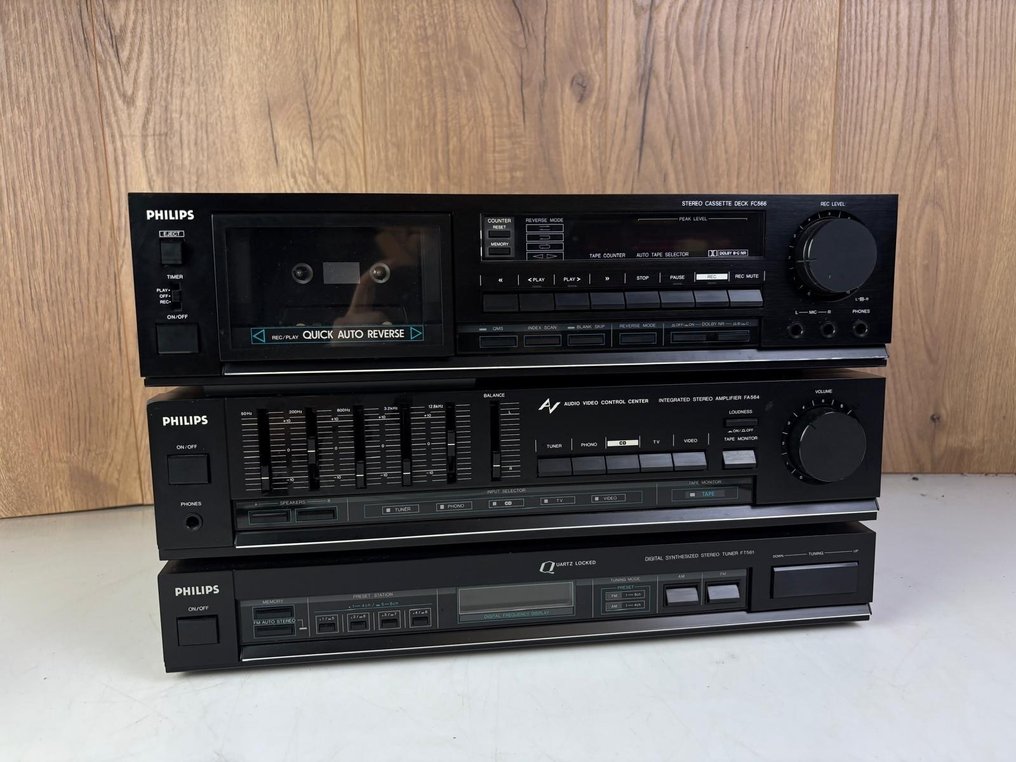 Philips - FA564 Förstärkare + FC566 Kassettbandspelare + FT561 Tuner Stereoanläggning #1.0