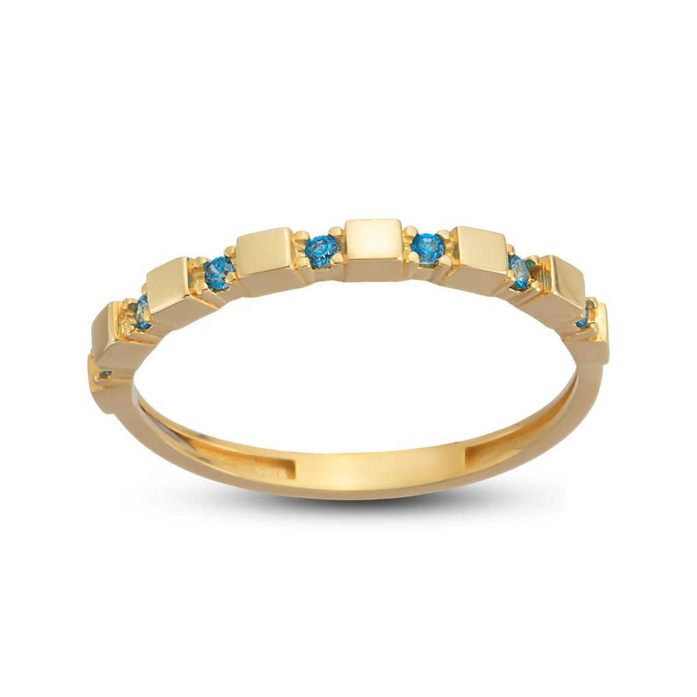 Sans prix de réserve - Bague - 14 carats Or jaune - 0.07ct. tw. Aigue-marine #2.1