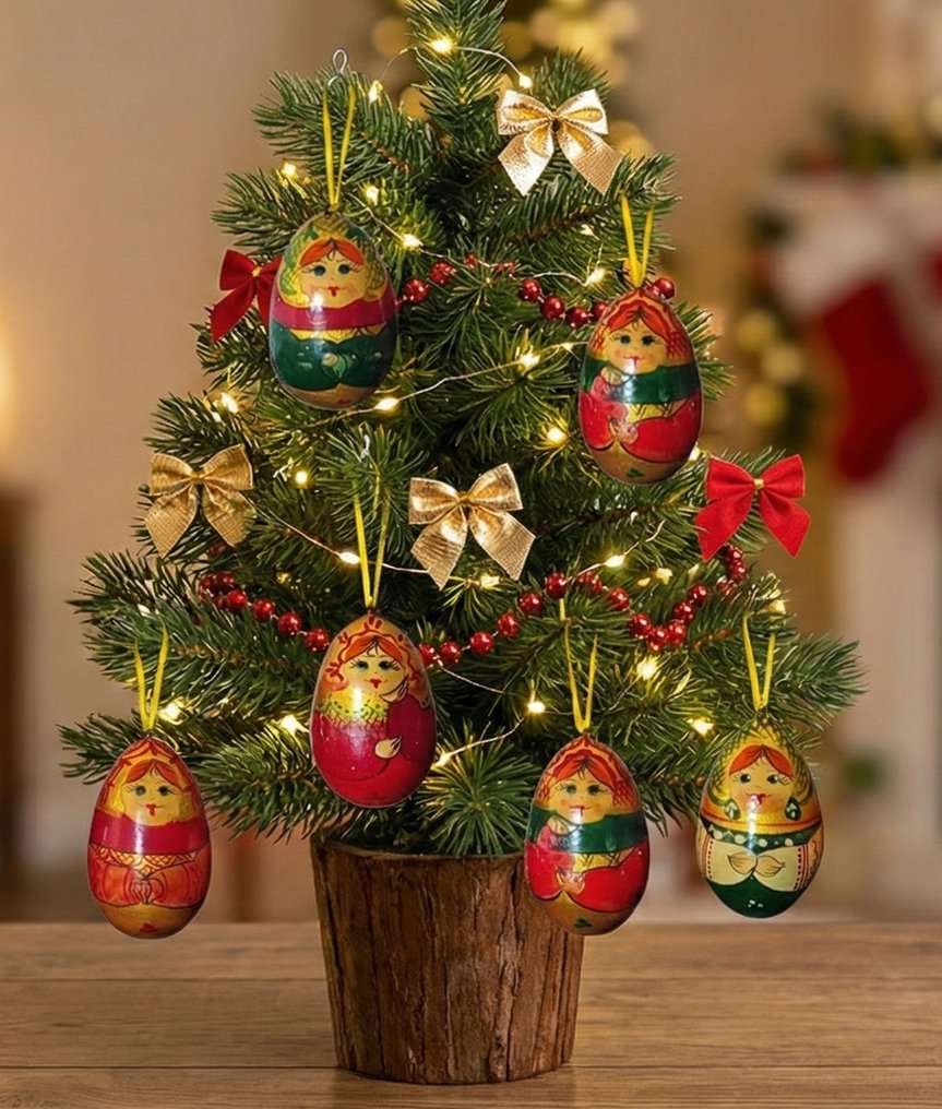 主題系列 - 6x Matrioska Russa 1930 Miniatura Vintage Addobbo #1.0