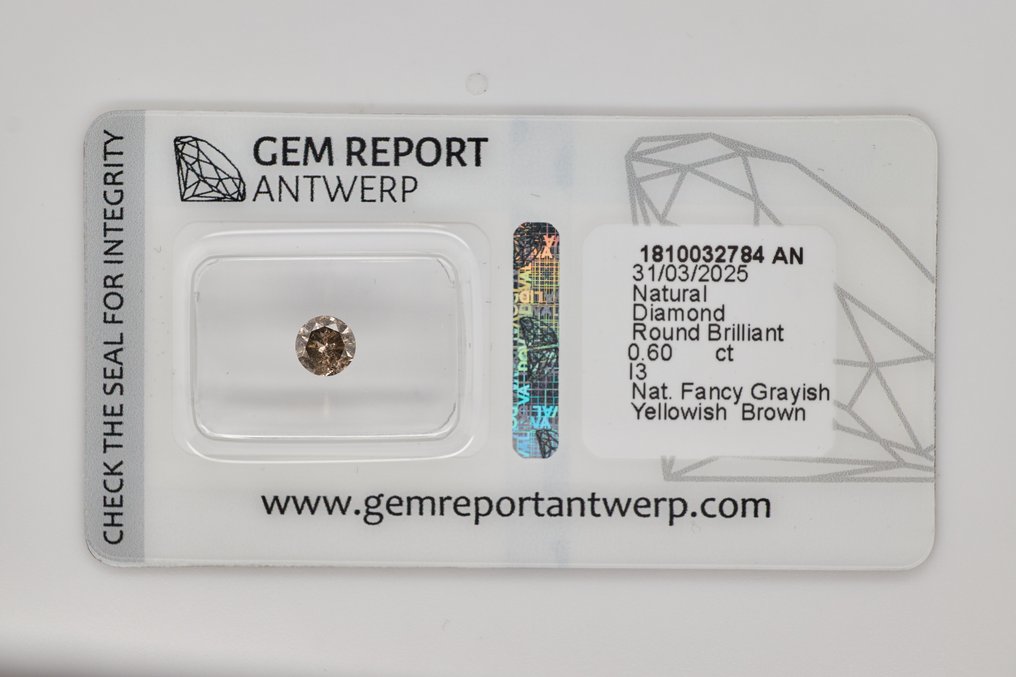 沒有保留價 - 1 pcs 鑽石  (天然)  - 0.60 ct - 圓形 - I3 - Gem Report Antwerp (GRA) #1.0