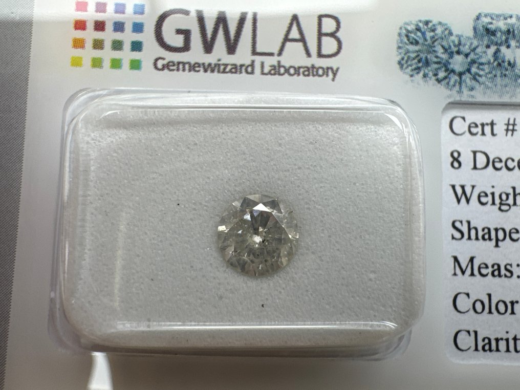 沒有保留價 - 1 pcs 鑽石  (天然)  - 0.56 ct - 圓形 - H(次於白色的有色鑽石) - I1 - Gemewizard Gemological Laboratory (GWLab) #2.1