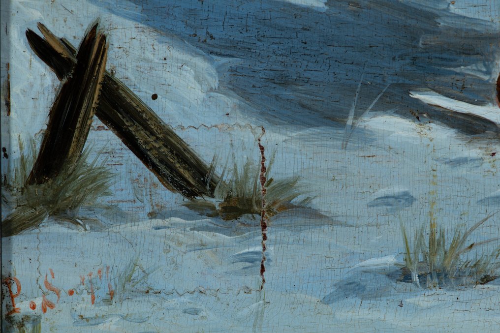 Pieter Adriaan Schipperus (1840-1929), Attribué(e) à - Verkenner te paard in de wintermist - NO RESERVE #3.2