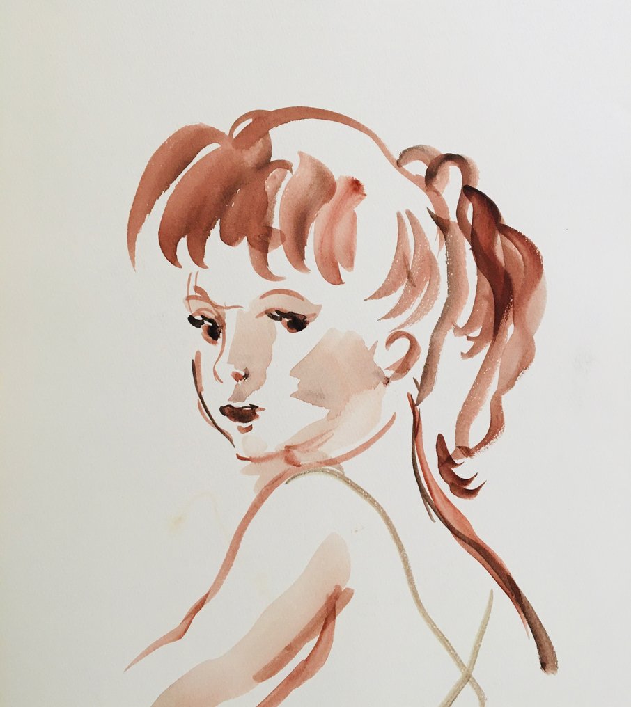 Katherine Librovicz (1912-1991) - Portrait - Encre originale signée #1.0