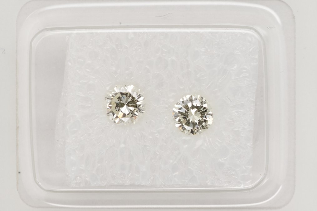 没有保留价 - 2 pcs 钻石  (天然)  - 0.50 ct - 圆形 - K, M - VS1 轻微内含一级, VS2 轻微内含二级 - 安特卫普宝石报告（GRA） #2.1
